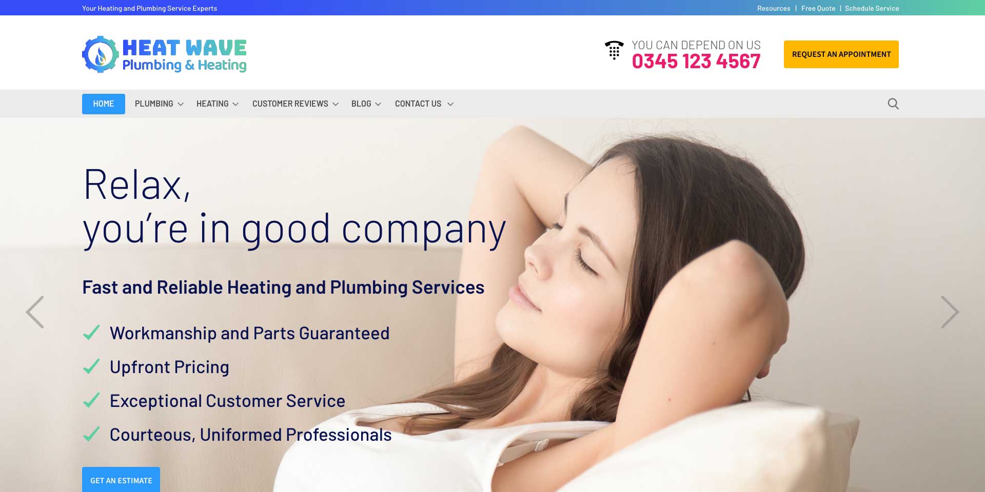 UI Design for a Plumbing & Heating Service Provider