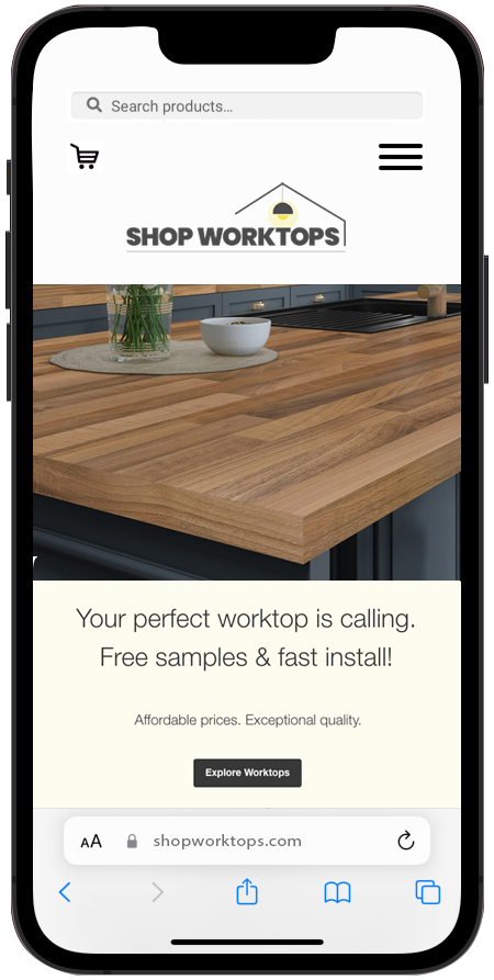 Shop Worktops mobile view