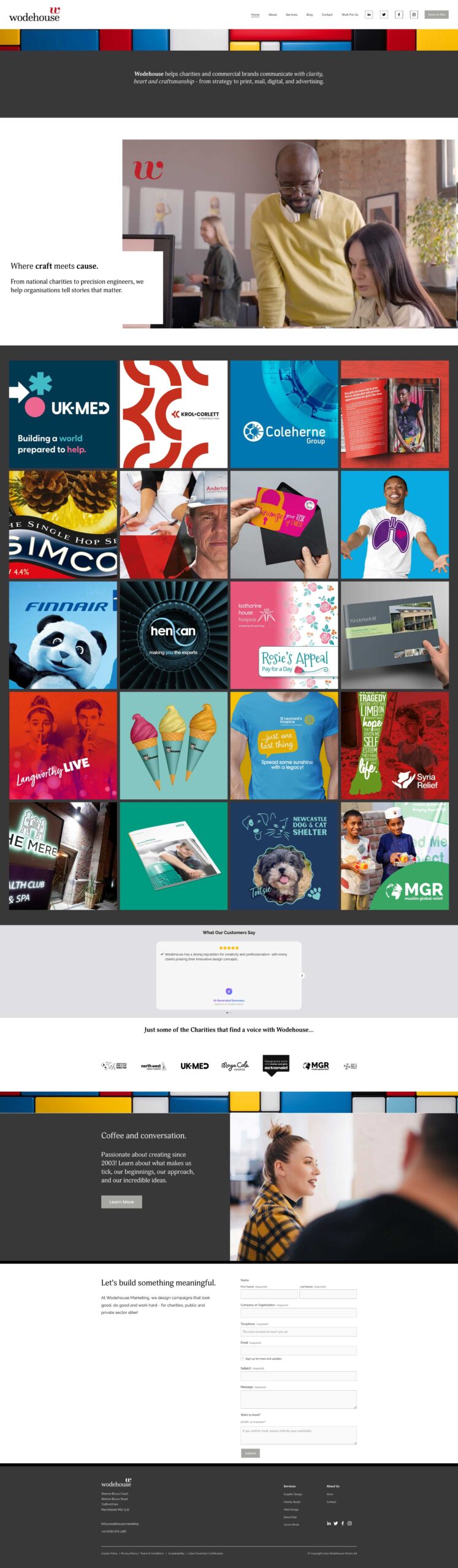 Wodehouse Marketing complete front page layout